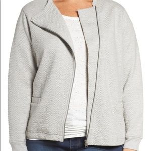 Sejour Gray Quilted Moto Jacket (Plus Size) | 2X